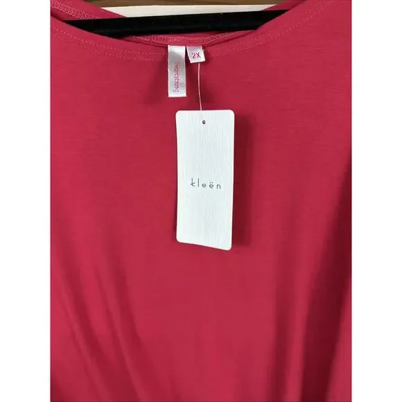 NWT Kleen Red Scoop Neck 3/4 Sleeve Top #1150 3X - Picture 3 of 3